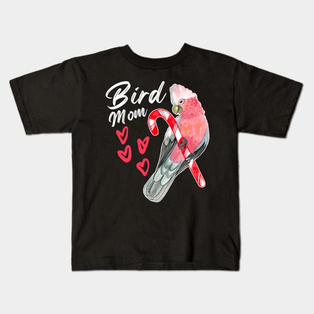 Parrot Bird Mom - Galah Cockatoo Watercolor Kids T-Shirt by IvyLilyArt